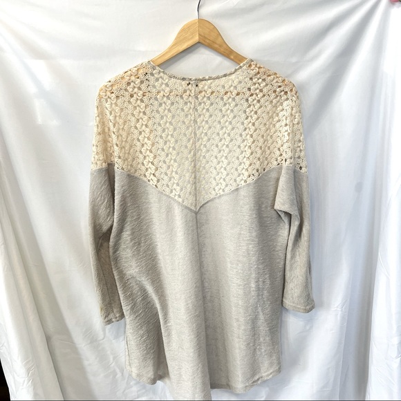 UMGEE Crochet Long Open Cardigan Lightweight Kimono Jacket Boho Gray Cream - Picture 4 of 4